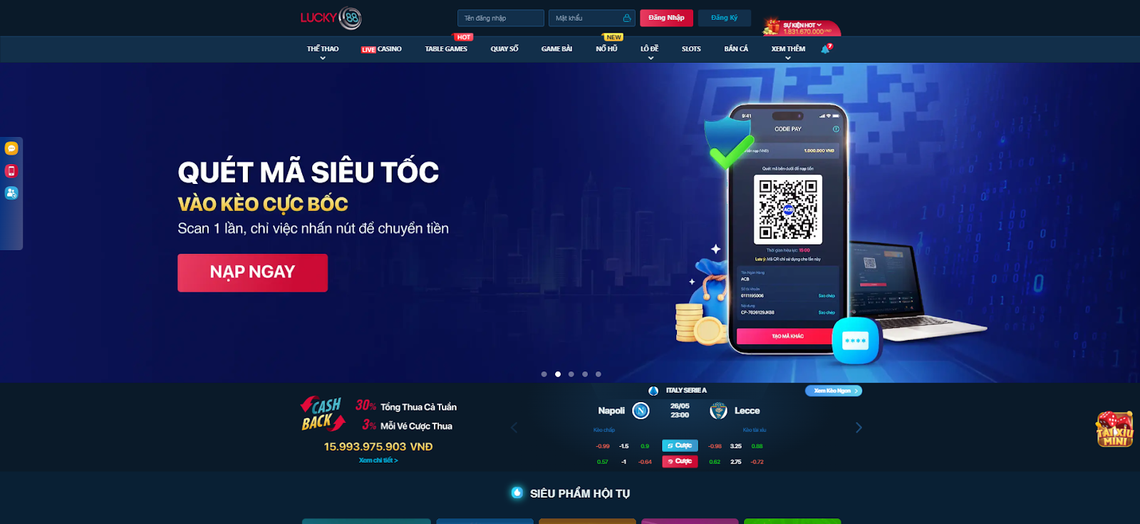 Nhà cái cá cược Lucky88.vin