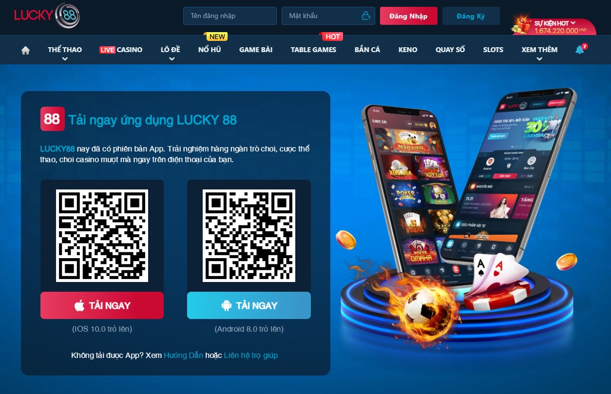 Tải app Lucky88 cho hệ điều hành Android.